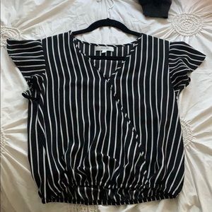 Black and White Striped Blouse